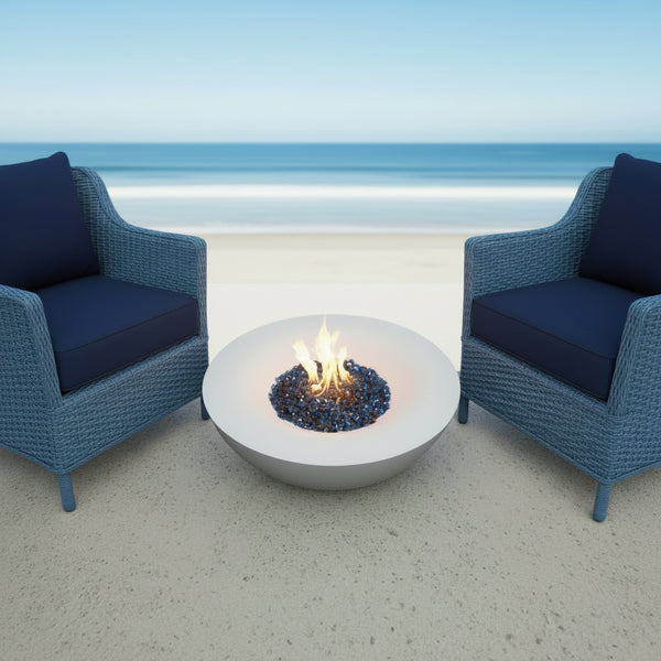 42 Inch Outdoor Concrete Propane gas Fire Pit bowl in Antique white color