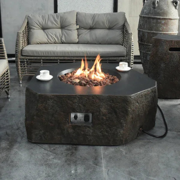 Elementi Columbia 42" Cast Concrete Outdoor Fire Pit – OFG105 (45,000 BTU)