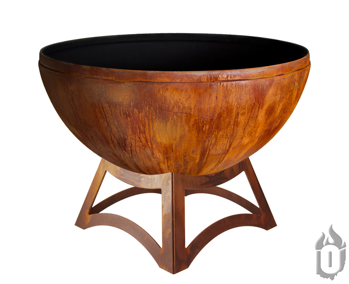 Ohio Flame “Fire Chalice” Artisan Fire Bowl — Handcrafted Carbon Steel with Patina Finish & Liberty Hollow Base (Made in USA)