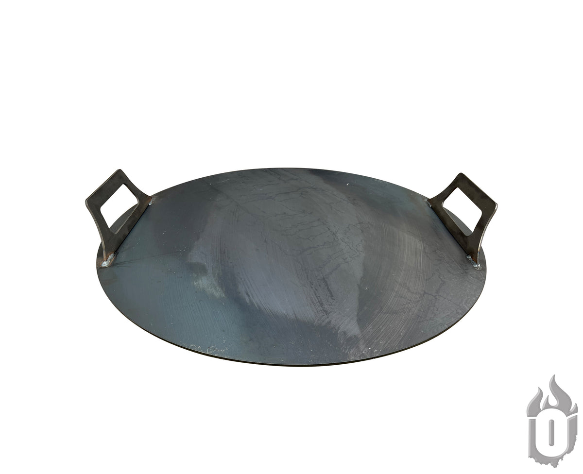 Ohio Flame Flat Fire Pit Lid — Heavy‑Gauge American Steel with Natural Patina Finish (Made in USA)