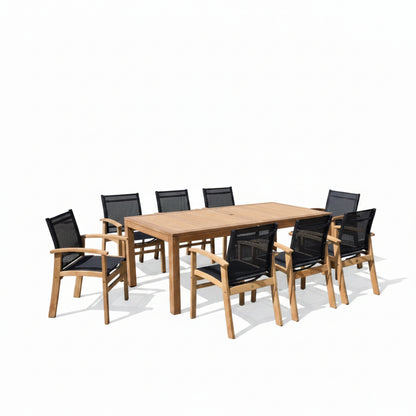 Rinjani Rectangular Teak Table and Fortuna Armchair Dining Set