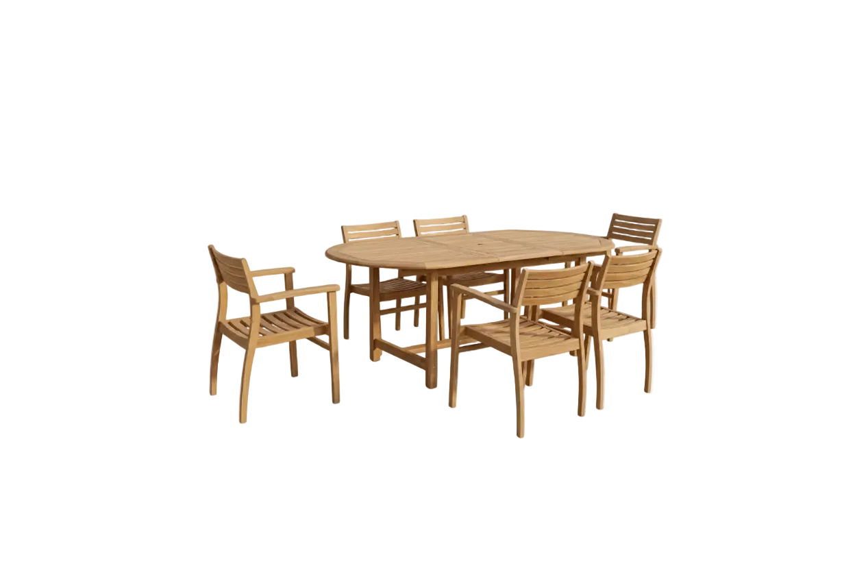 Julien FSC Certified Teak Wood Outdoor Patio Extendable Dining Set