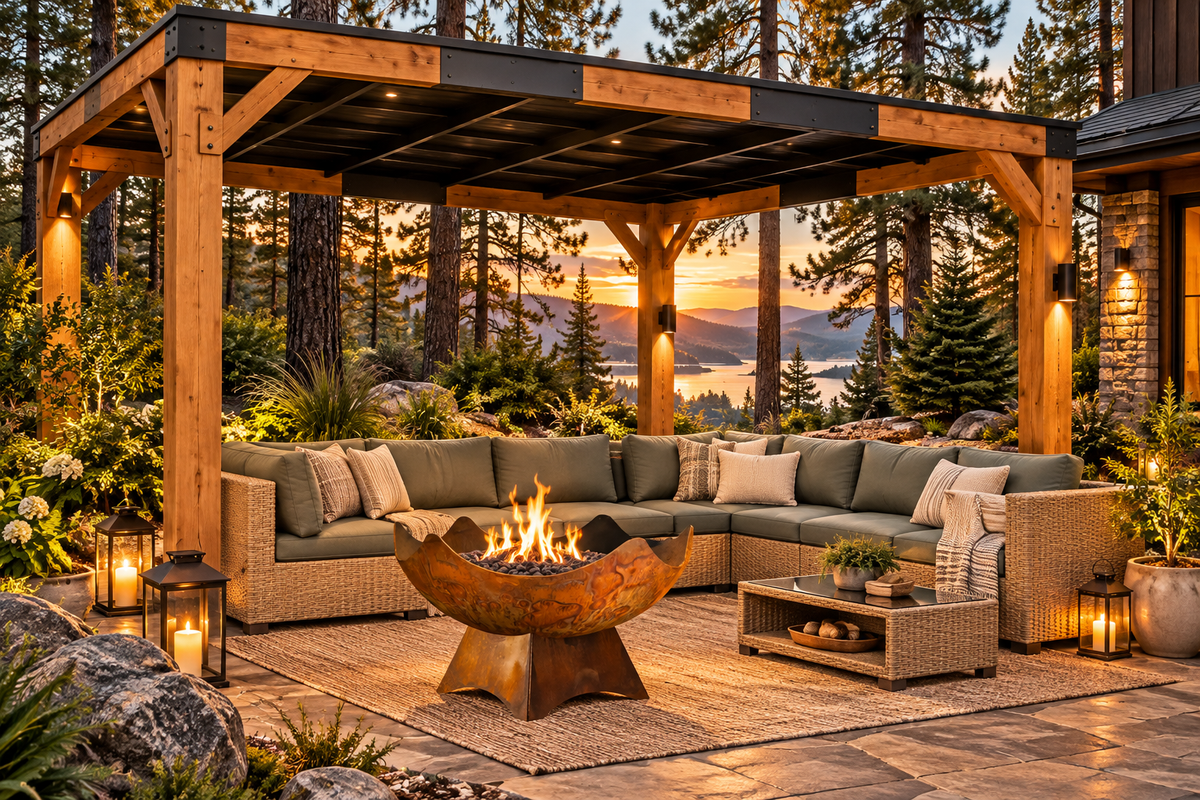 7-Piece Boho Outdoor Wicker Sectional Conversation Set with Grey Cushions & Coffee Table