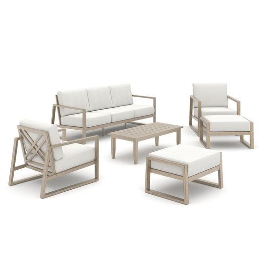 Hamarto 6 Pieces Aluminum Patio Lounge Sofa Set With Ottoman