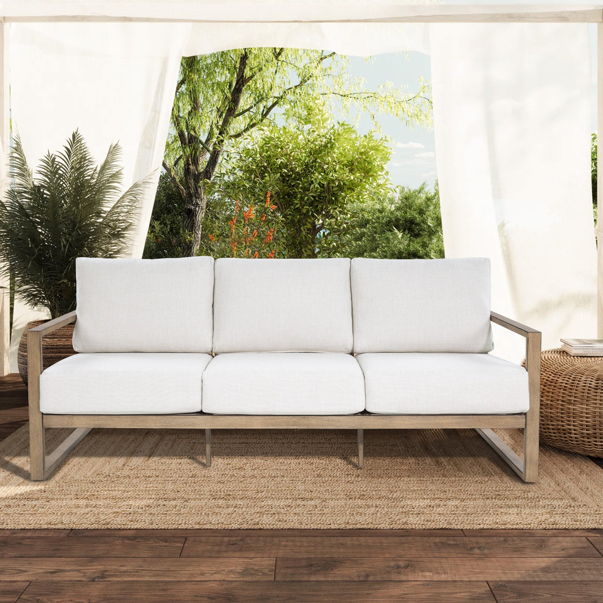 Hamarto 7 Pieces Aluminum Patio Swivel Seating Set With Ottoman