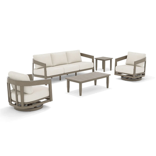 Harmonti Patio 5-Piece Aluminum Swivel Conversation Sofa Set With Cushions