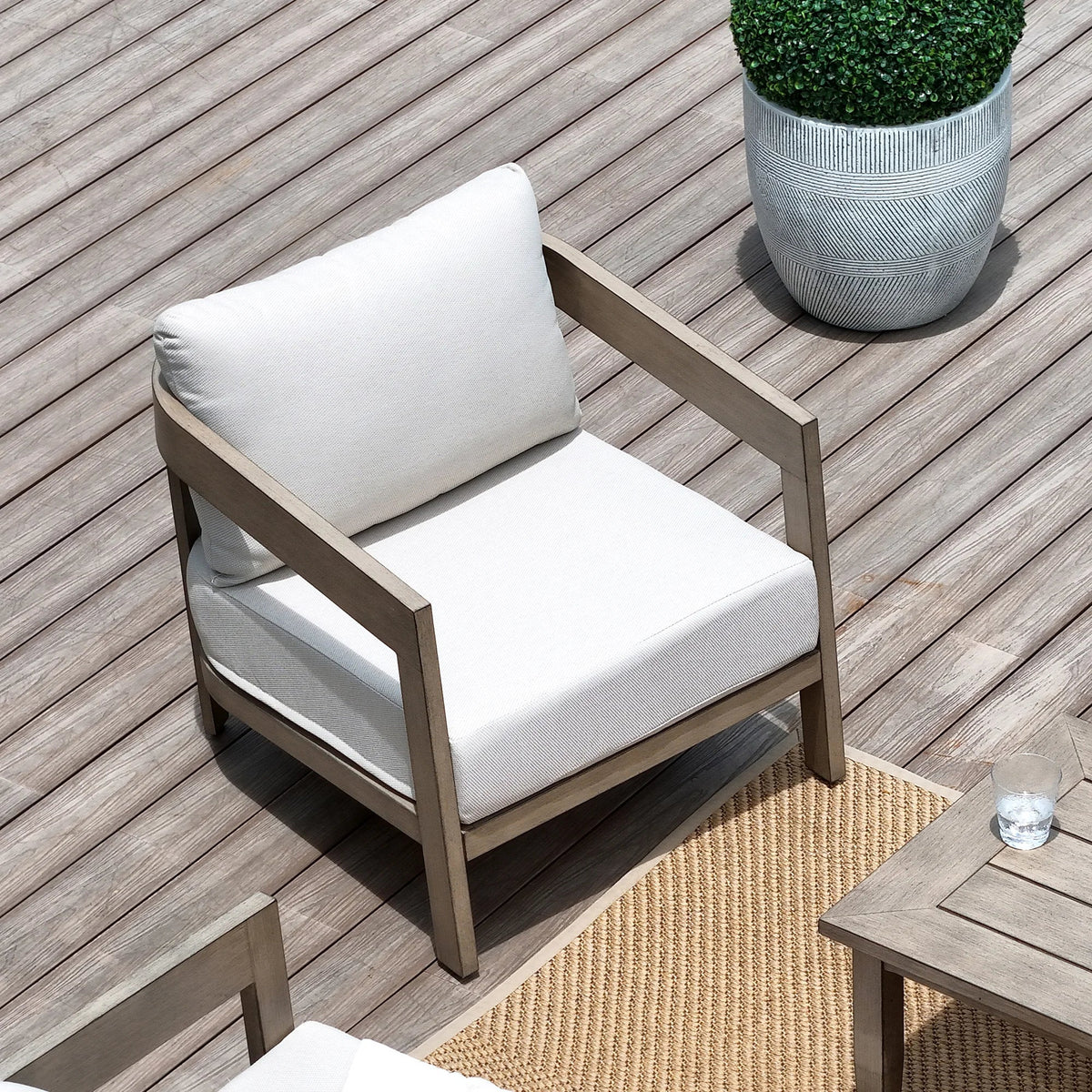 Harmonti 6-Piece Patio Conversation Set with Composite Concrete Round Coffee Tables
