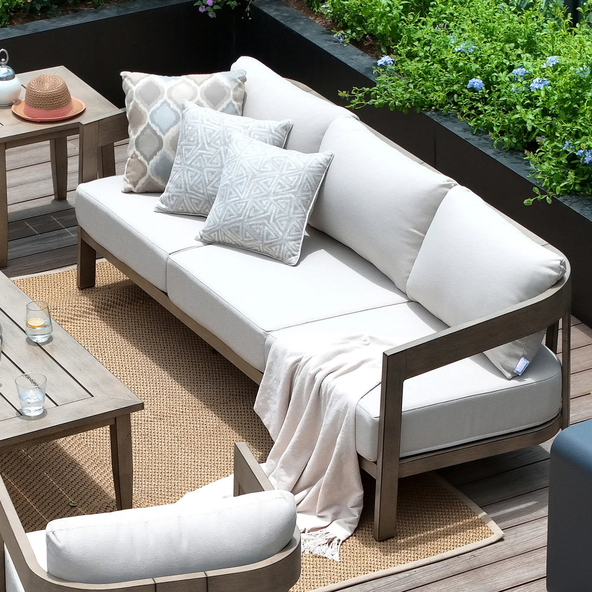 Harmonti Patio 5-Piece Aluminum Swivel Conversation Sofa Set With Cushions