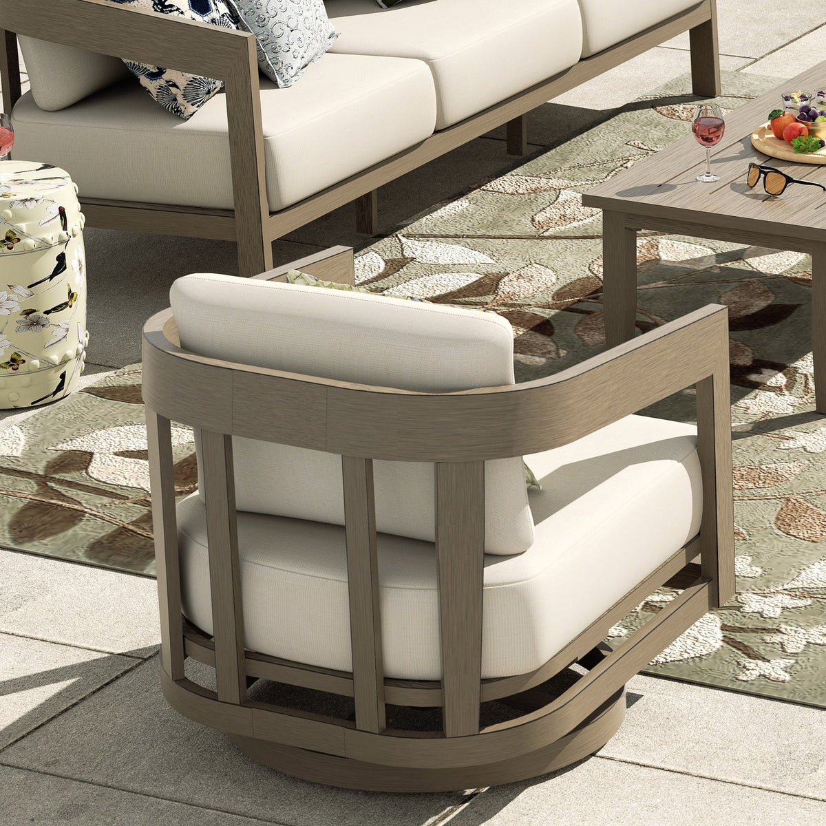 Harmonti Patio 5-Piece Aluminum Swivel Conversation Sofa Set With Cushions