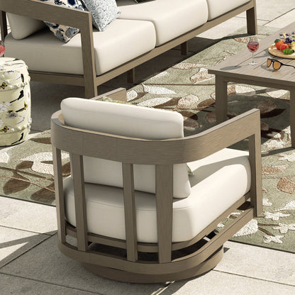 Harmonti Patio 5-Piece Aluminum Swivel Conversation Sofa Set With Cushions