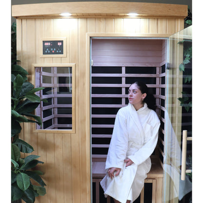 Tremblant 2‑Person Sauna – Canadian Hemlock, Low‑EMF Infrared Heat, Bluetooth Audio & LED Chromatherapy