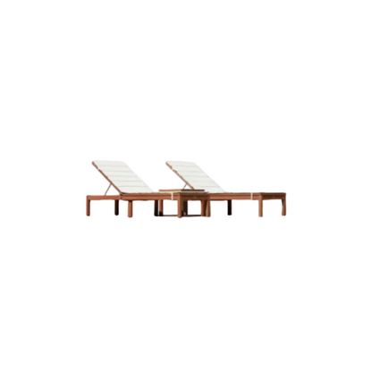 Louisiana Dark Wood Finish Wheel Lounger With Cushion - 2 Piece