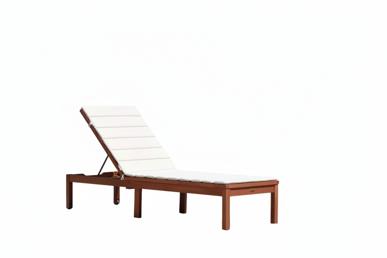 Louisiana Dark Wood Finish Wheel Lounger With Cushion - 2 Piece