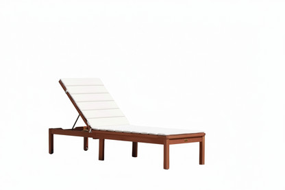 Louisiana Dark Wood Finish Wheel Lounger With Cushion - 2 Piece
