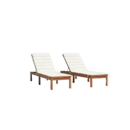 Louisiana Dark Wood Finish Wheel Lounger With Cushion - 2 Piece