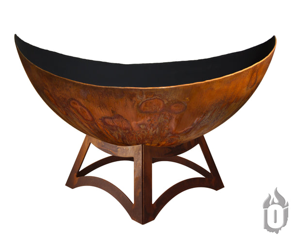 Ohio Flame “Lunar” Artisan Fire Bowl — Handcrafted Carbon Steel with Patina Finish & Liberty Hollow Base (Made in USA)