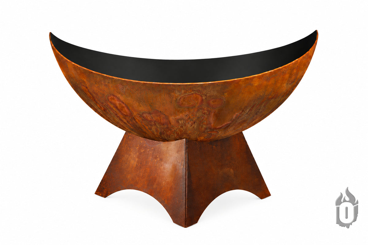 Ohio Flame “Lunar” Artisan Fire Bowl — Handcrafted Carbon Steel, Patina Finish & Standard Base (Made in USA)