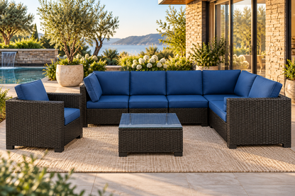7 Pieces Outdoor Set Furniture Patio Furniture Sets Conversation Sets Balcony Furniture Outdoor Sectional For Outdoor Indoor  Lawn Garden Porch Poolside