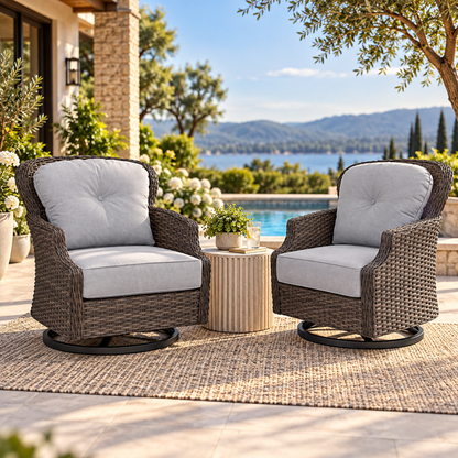 2 Tenaya Wicker Swivel Rocking Chair - Set of 2