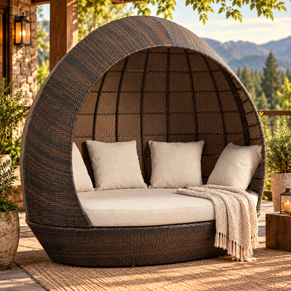 Marisol Beach Outdoor Wicker Daybed – Luxury 3-Person Resort-Style Lounge