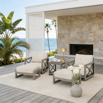 Marindo Aluminum Patio Conversation Set With 2 Swivel Chair and 2 Ottoman