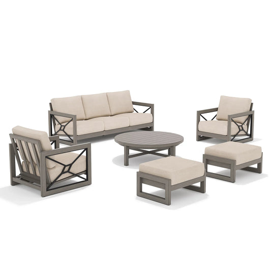 Marindo 6-Piece Patio Seating Set With Club Chairs and Ottomans