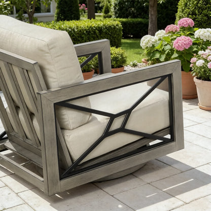 Marindo Aluminum Patio Conversation Set With 2 Swivel Chair and 2 Ottoman