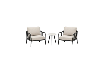 3-Piece Modern Aluminum Outdoor Conversation Set with Sunbrella Cushions & Side Table