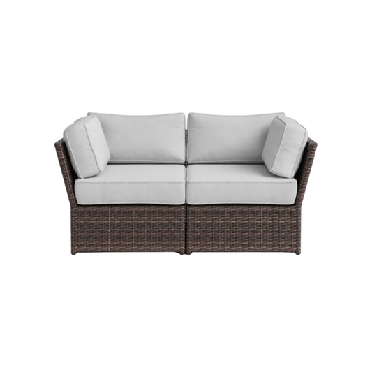 Outdoor Wicker Loveseat with Cushions – Weather‑Resistant HDPE Wicker & Rustproof Aluminum (Brown)