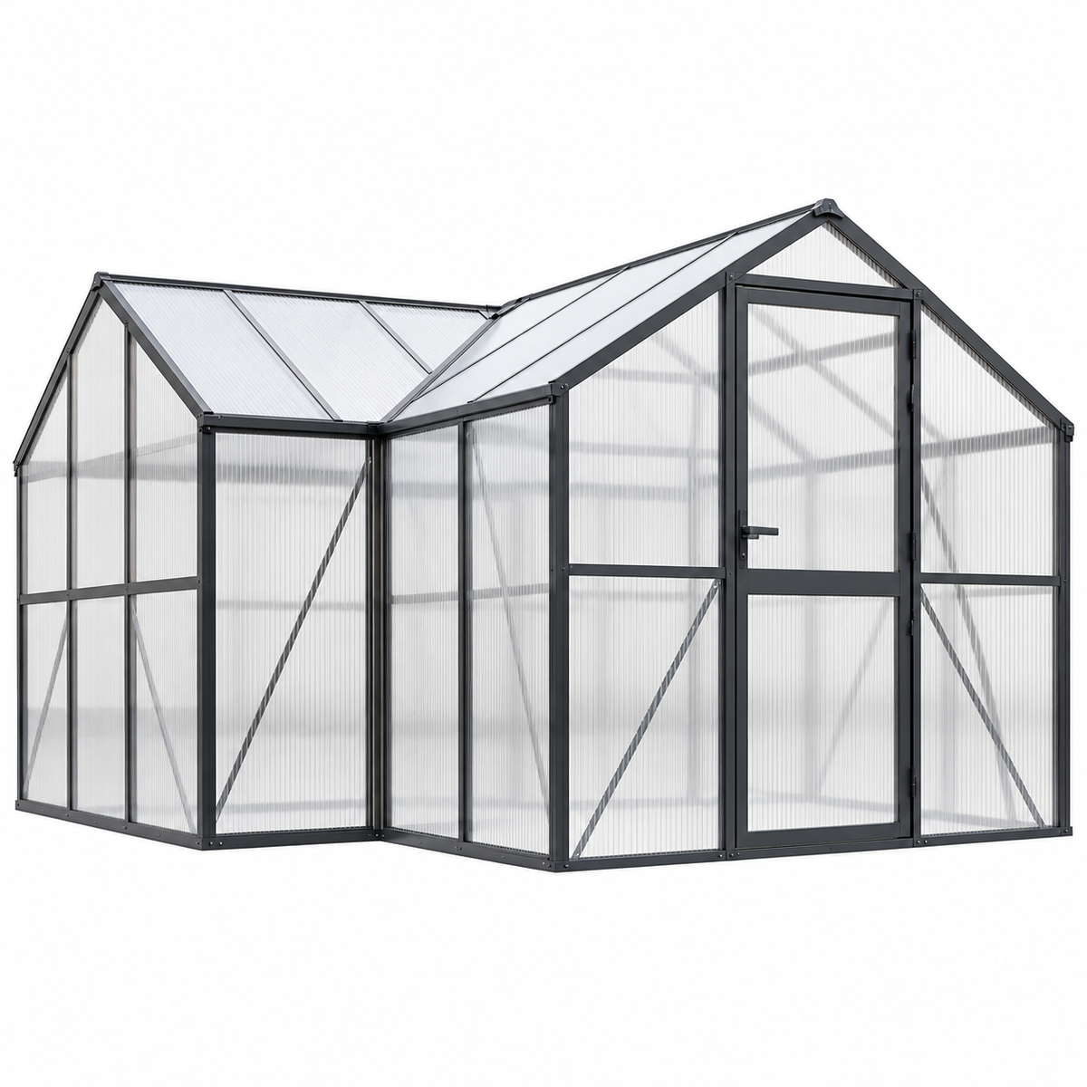 12' x 12' Heavy-Duty T-Shaped Polycarbonate Greenhouse – Aluminum Frame, 6mm UV-Resistant Panels & Adjustable Roof Vents