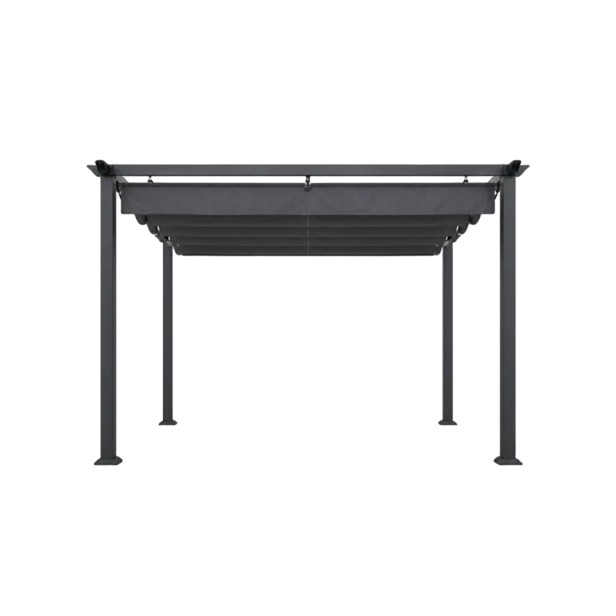 16' x 12' Aluminum Pergola – Dark Gray Retractable Canopy