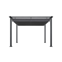 16' x 12' Aluminum Pergola – Dark Gray Retractable Canopy