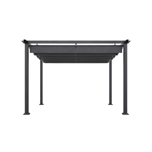 16' x 12' Aluminum Pergola – Dark Gray Retractable Canopy