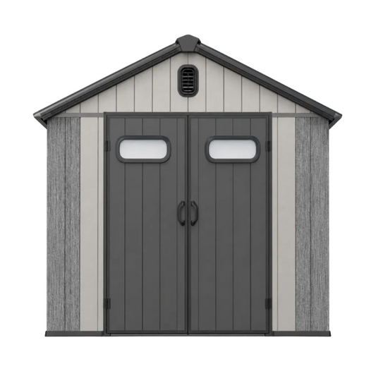 8' x 6' Resin Outdoor Storage Shed with Lockable Door - Taupe/Gray