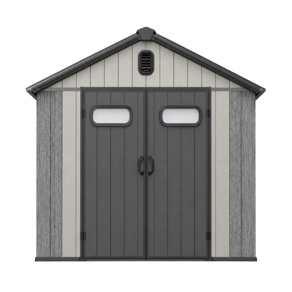 8' x 6' Resin Outdoor Storage Shed with Lockable Door - Taupe/Gray