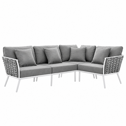 Stance Outdoor Patio Aluminum Large Sectional Sofa by Modway
