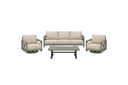 Marindo 4-Piece Aluminum Outdoor Conversation Set with Sunbrella Cushions & 360° Swivel Chairs