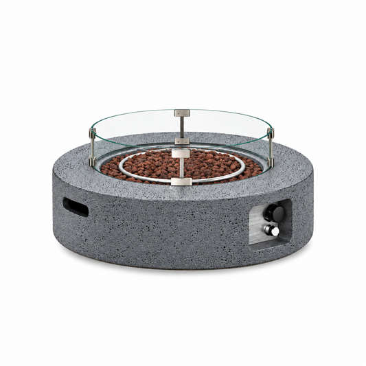 COSIEST 41" Round Propane Fire Pit Table - Gray