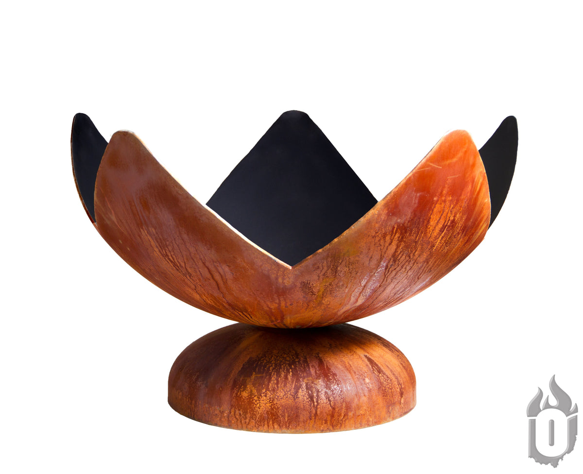 Ohio Flame Fire Flower Artisan Steel Fire Bowl — Handcrafted Carbon Steel with Patina Finish (Made In USA)
