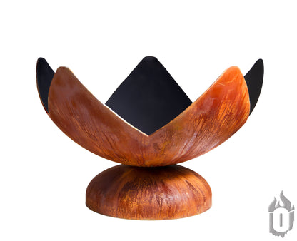 Ohio Flame Fire Flower Artisan Steel Fire Bowl — Handcrafted Carbon Steel with Patina Finish (Made In USA)
