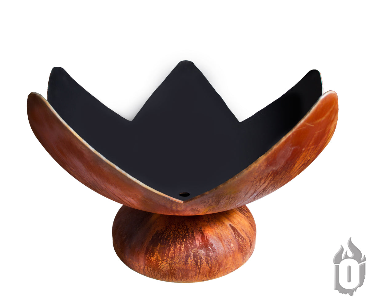 Ohio Flame Fire Flower Artisan Steel Fire Bowl — Handcrafted Carbon Steel with Patina Finish (Made In USA)