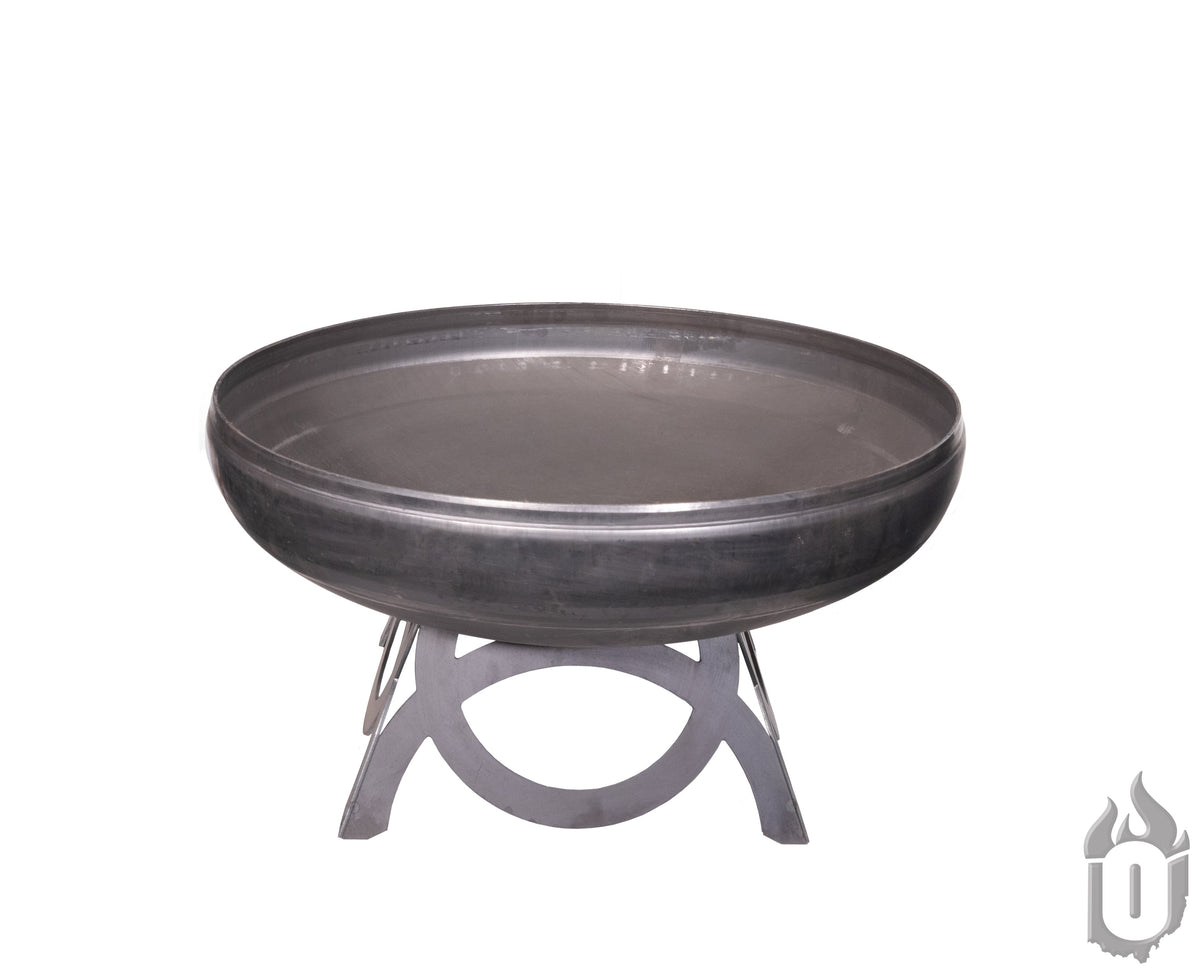 Ohio Flame “The Liberty” American Fire Pit — Heavy‑Gauge Carbon Steel with Natural Patina Finish & Liberty Curved Base (Made in USA)