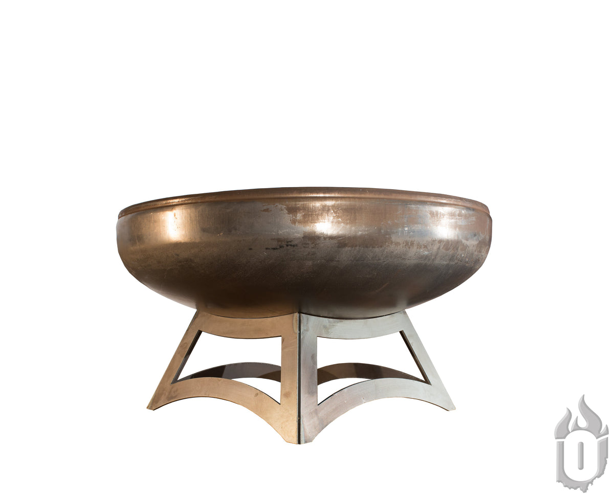 Ohio Flame “The Liberty” American Fire Pit — Heavy‑Gauge Carbon Steel with Natural Patina Finish &  Hollow Base (Made in USA)