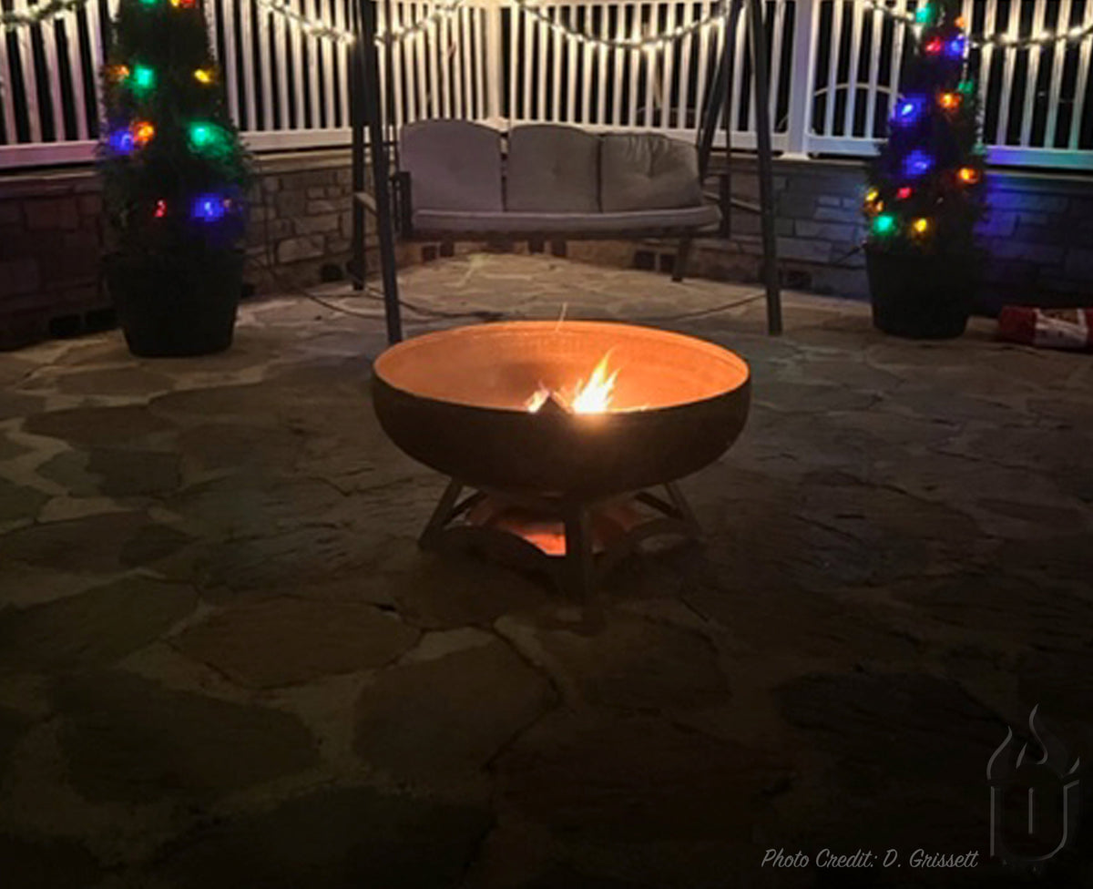 Ohio Flame “The Liberty” American Fire Pit — Heavy‑Gauge Carbon Steel with Natural Patina Finish &  Hollow Base (Made in USA)