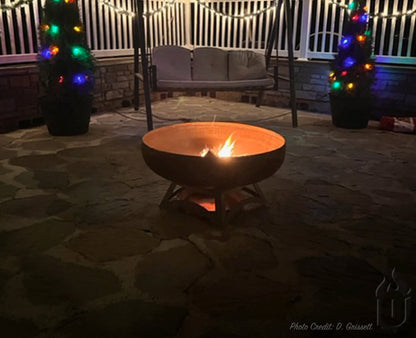 Ohio Flame “The Liberty” American Fire Pit — Heavy‑Gauge Carbon Steel with Natural Patina Finish &  Hollow Base (Made in USA)