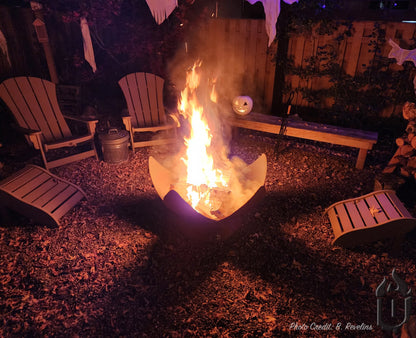 Ohio Flame Fire Flower Artisan Steel Fire Bowl — Handcrafted Carbon Steel with Patina Finish (Made In USA)