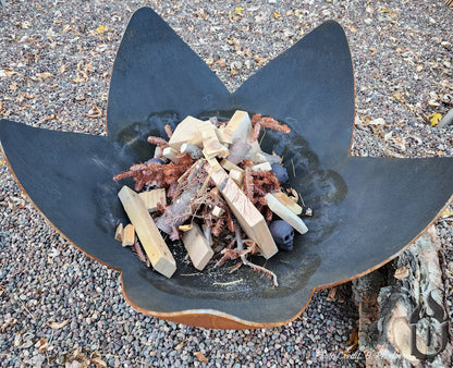 Ohio Flame Fire Flower Artisan Steel Fire Bowl — Handcrafted Carbon Steel with Patina Finish (Made In USA)