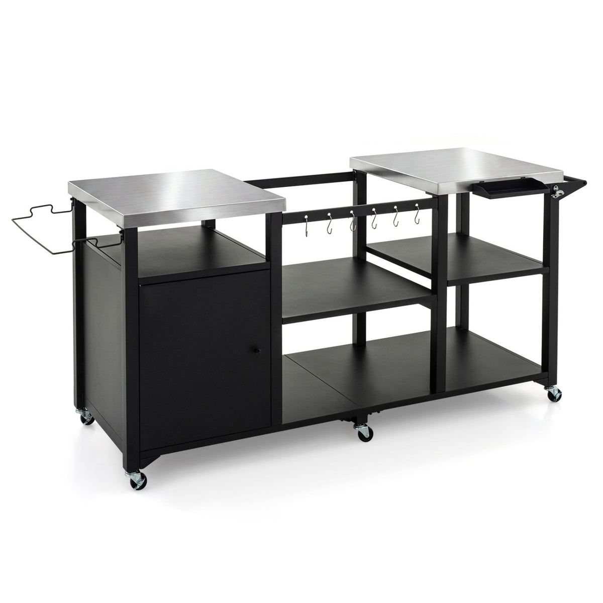 Outdoor Grill Cart with Stainless Steel Tabletop & Cabinet