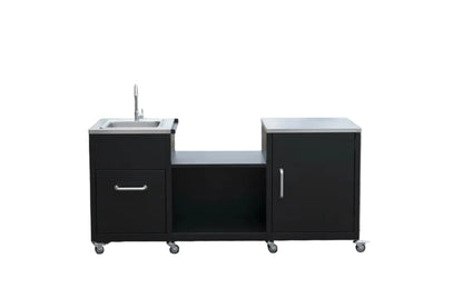 Outdoor Grill Table with Sink and Drainage Heavy Duty Metal Grill Cart-Black