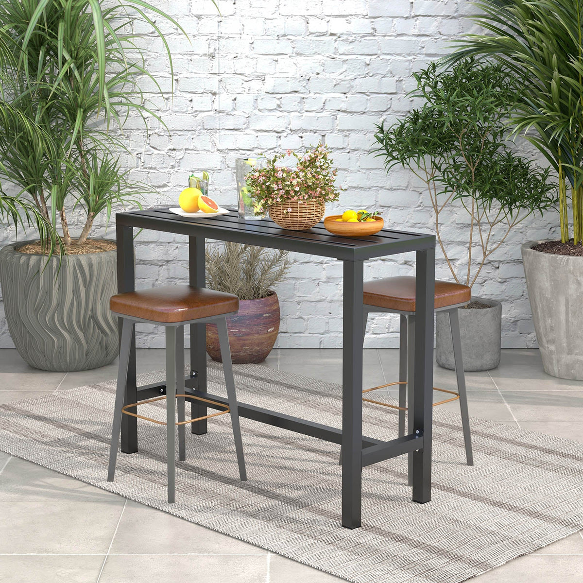 48/55" Outdoor Bar Table – Waterproof Top & Heavy‑Duty Metal Frame